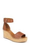Franco Sarto Clemens Espadrille Wedge Sandals In Cognac Brown Leather