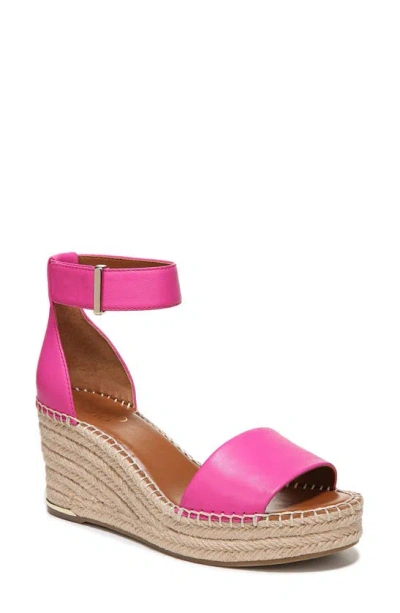 Franco Sarto Clemens Ankle Strap Platform Wedge Sandal In Fuxia Pink