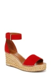 Franco Sarto Clemens Ankle Strap Platform Wedge Sandal In Red Suede