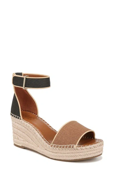 Franco Sarto Clemens Ankle Strap Platform Wedge Sandal In Tan Black