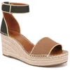 Franco Sarto Clemens Espadrille Wedge Sandals In Tan,black Fabric