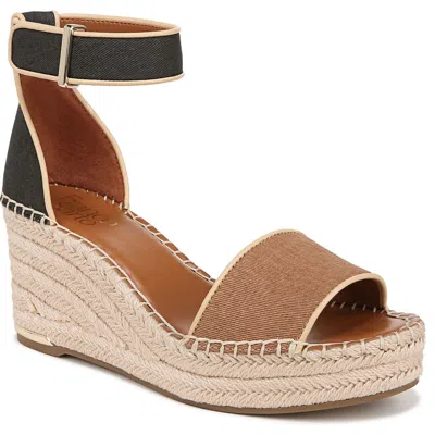 Franco Sarto Clemens Espadrille Wedge Sandals In Tan,black Fabric