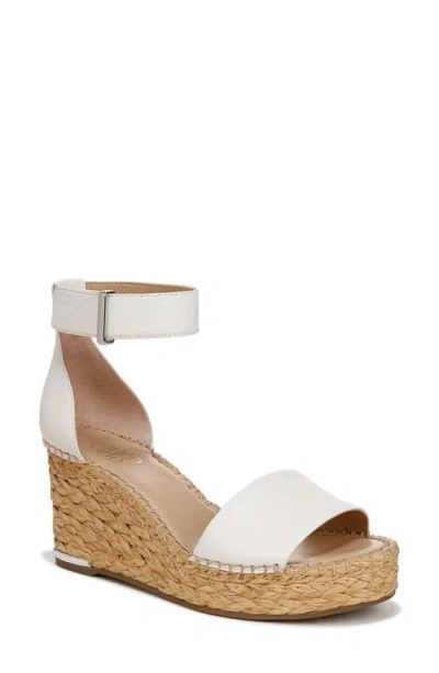 Franco Sarto Clemens Ankle Strap Platform Wedge Sandal In White Raffia