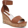 Franco Sarto Clemens Ankle Strap Platform Wedge Sandal In Cognac
