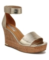 Franco Sarto Clemens Cork Wedge Sandals In Gold Faux Leather