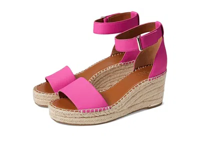 Franco Sarto Clemens Raffia Espadrille Wedge Heel Sandals In Pink