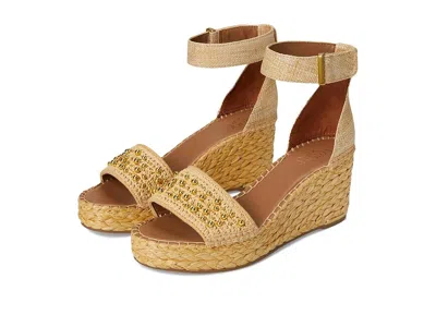 Franco Sarto Clemens Raffia Espadrille Wedge Heel Sandals Women's Sandals Natural Beige Raffia: 10 M In Brown