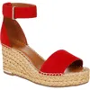 Franco Sarto Clemens Womens Espadrille Platform Sandals In Cherry Red Suede