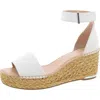 Franco Sarto Clemens Ankle Strap Platform Wedge Sandal In White