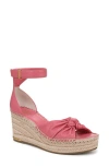 Franco Sarto Clementine Ankle Strap Platform Wedge Sandal In Strawberry Pink Leather