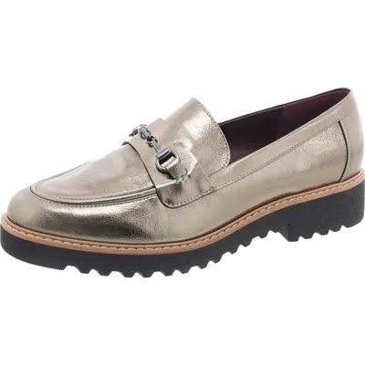 Franco Sarto Colette Womens Embellished Faux Leather Loafers In Silver