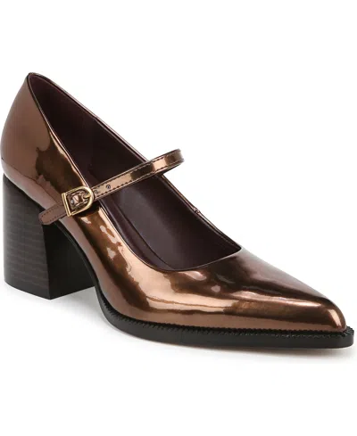 Franco Sarto Diane Mary Jane Pumps In Bronze Faux Leather