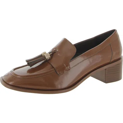 Franco Sarto Donna Womens Patent Square Toe Loafer Heels In Brown