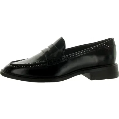 Franco Sarto Eden Flat Women Black Studded Moc Toe Penny Loafers Shoes Gal1813