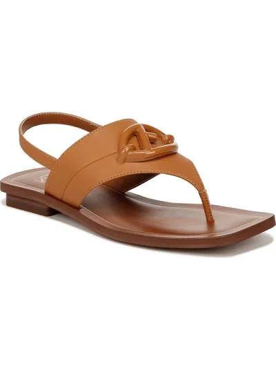 Franco Sarto Emmie Womens Patent Slingback Thong Sandals In Brown
