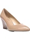 Franco Sarto Frankie Womens Padded Insole Leather Wedge Heels In Beige
