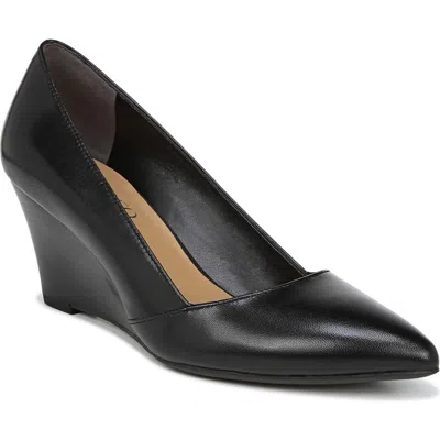 Franco Sarto Frankie Leather Wedge Pump In Black Leather