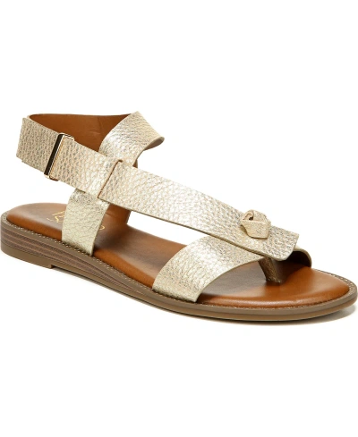Franco Sarto Glenni Hidden Adjustable Strap Flat Sandals In Gold Leather
