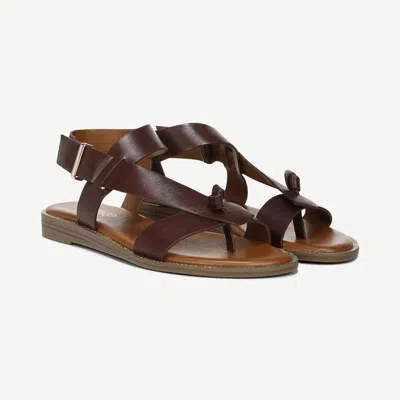 FRANCO SARTO GLENNI SANDALS WOMEN'S DARK BROWN LEATHER OPEN TOE STRAPPY GAL150