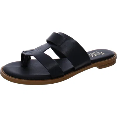 Franco Sarto Gretta Womens Leather Thong Slide Sandals In Black
