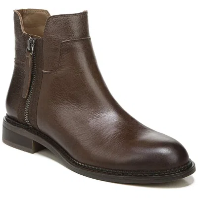 Franco Sarto Halford Womens Leather Block Heel Ankle Boots In Brown