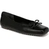 Franco Sarto Imara Square Toe Ballet Flat In Black Leather