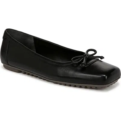 Franco Sarto Imara Square Toe Ballet Flat In Black Leather