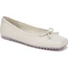 Franco Sarto Imara Square Toe Ballet Flat In Cream White Leather