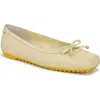 Franco Sarto Imara Square Toe Ballet Flat In Lemonade Yellow Leather