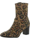 Franco Sarto Indigo Womens Faux Leather Square Toe Ankle Boots In Brown