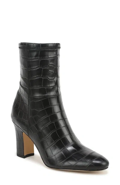 Franco Sarto Jael Croc Embossed Faux Leather Bootie In Black