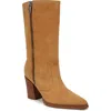 Franco Sarto Jaxon Pointed Toe Boot In Warm Camel Brown Suede