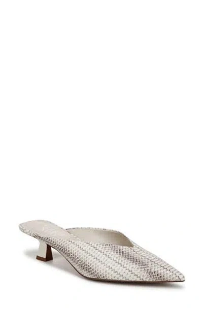 Franco Sarto Jayda Kitten Heel Mule In Grey Snake Print Faux Leather