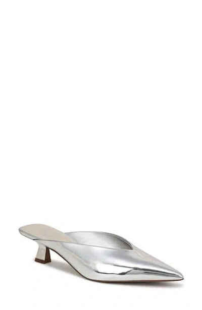 Franco Sarto Jayda Kitten Heel Mule In Silver Faux Leather