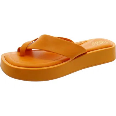 Franco Sarto Jonas Womens Toe Loop Comfort Wedge Sandals In Orange