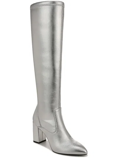 Franco Sarto Womens Katherine Block Heel Pointed Toe Knee High Boots Regular Wide Calf In Gray