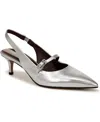 Franco Sarto Khloe Pointed Toe Slingback Pumps In Silver Faux Leather