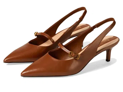 Franco Sarto Khloe Pump Women'sm Brown Leather Slingback Kitten Heel Zogg2940
