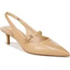 Franco Sarto Khloe Womens Leather Pointed Toe Slingback Heels In Nude