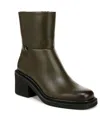 Franco Sarto Kyra Block Heel Bootie In Olive Green Leather