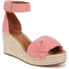 Franco Sarto L Clemens6 Womens Comfort Insole Manmade Wedge Sandals In Coral Pink Fabric