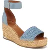 Franco Sarto L-clemenss Womens Denim Wedge Sandals In Denim Blue Raffia,suede