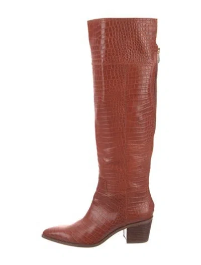Pre-owned Franco Sarto Leather Riding Boots In Orange