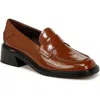 Franco Sarto Lgabriella Womens Block Heel Manmade Loafers In Brown Faux Leather
