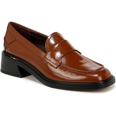 Franco Sarto Lgabriella Womens Block Heel Manmade Loafers In Brown Faux Leather
