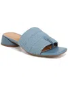 Franco Sarto Loran Slide Dress Sandals In Denim Blue Raffia Fabric