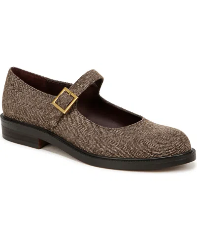 Franco Sarto Melfi Mary Jane Block Heel Flats In Multi Brown Fabric