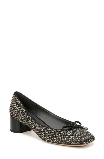 Franco Sarto Natalia Square Toe Pump In Black Tweed Fabric