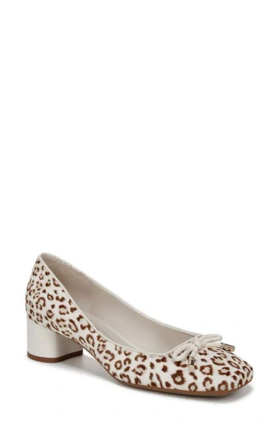 Franco Sarto Natalia Square Toe Pump In Cream White Calf Hair