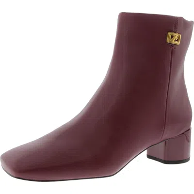 Franco Sarto Noah Womens Faux Leather Block Heel Booties In Berry Red